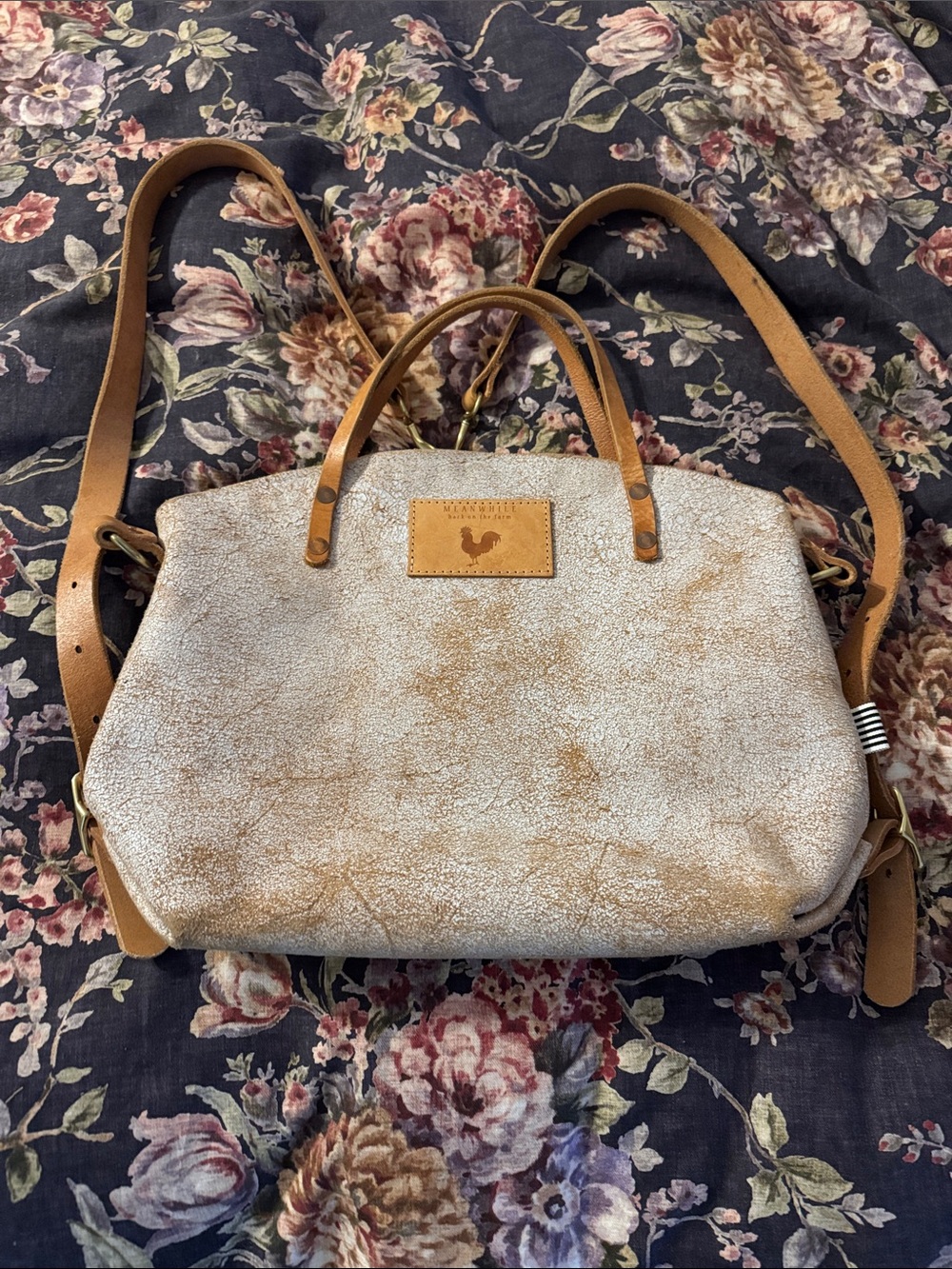 Meanwhile Back on the Farm White Birch Leather Backpack